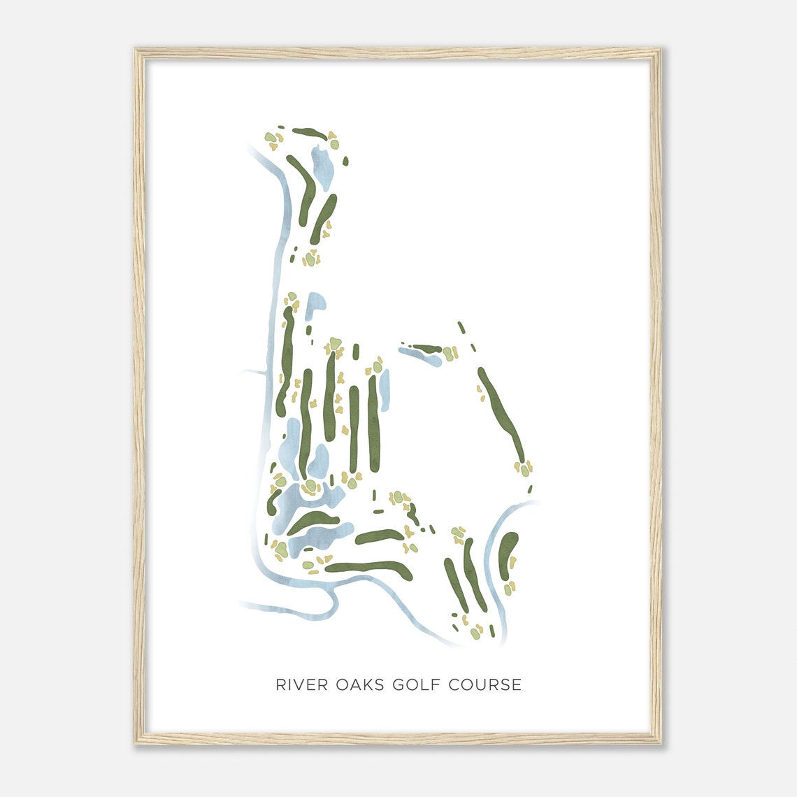 River Oaks Golf Course Illinois Modern Watercolor Map Poster - Image 2