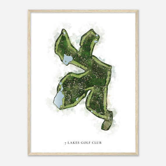 7 Lakes Golf Club North Carolina Classic Watercolor Map Golfer Gift Golf Wall Art Golf Poster Print Course Layout