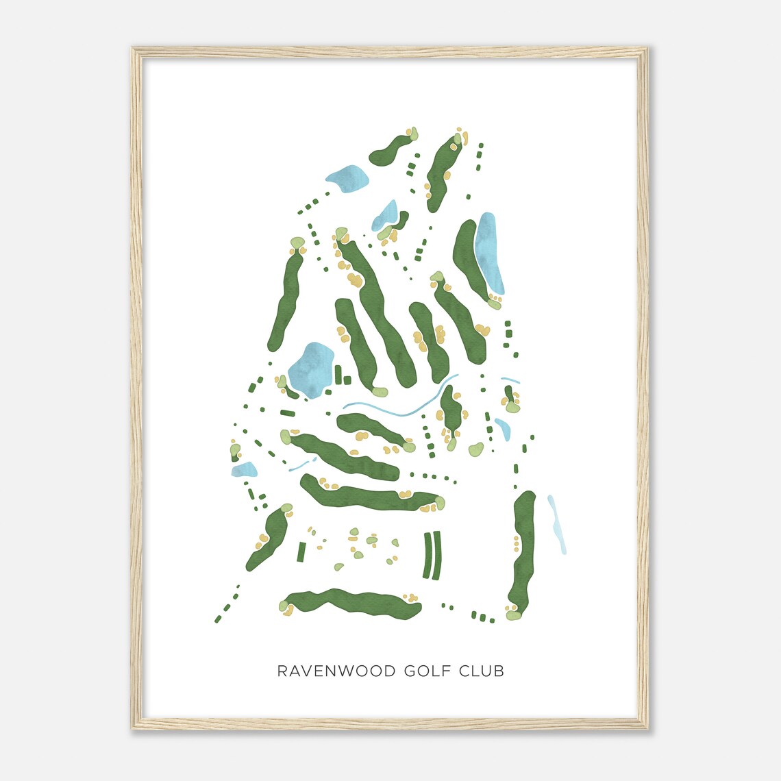 Ravenwood Golf Club New York Modern Watercolor Golf Map Poster