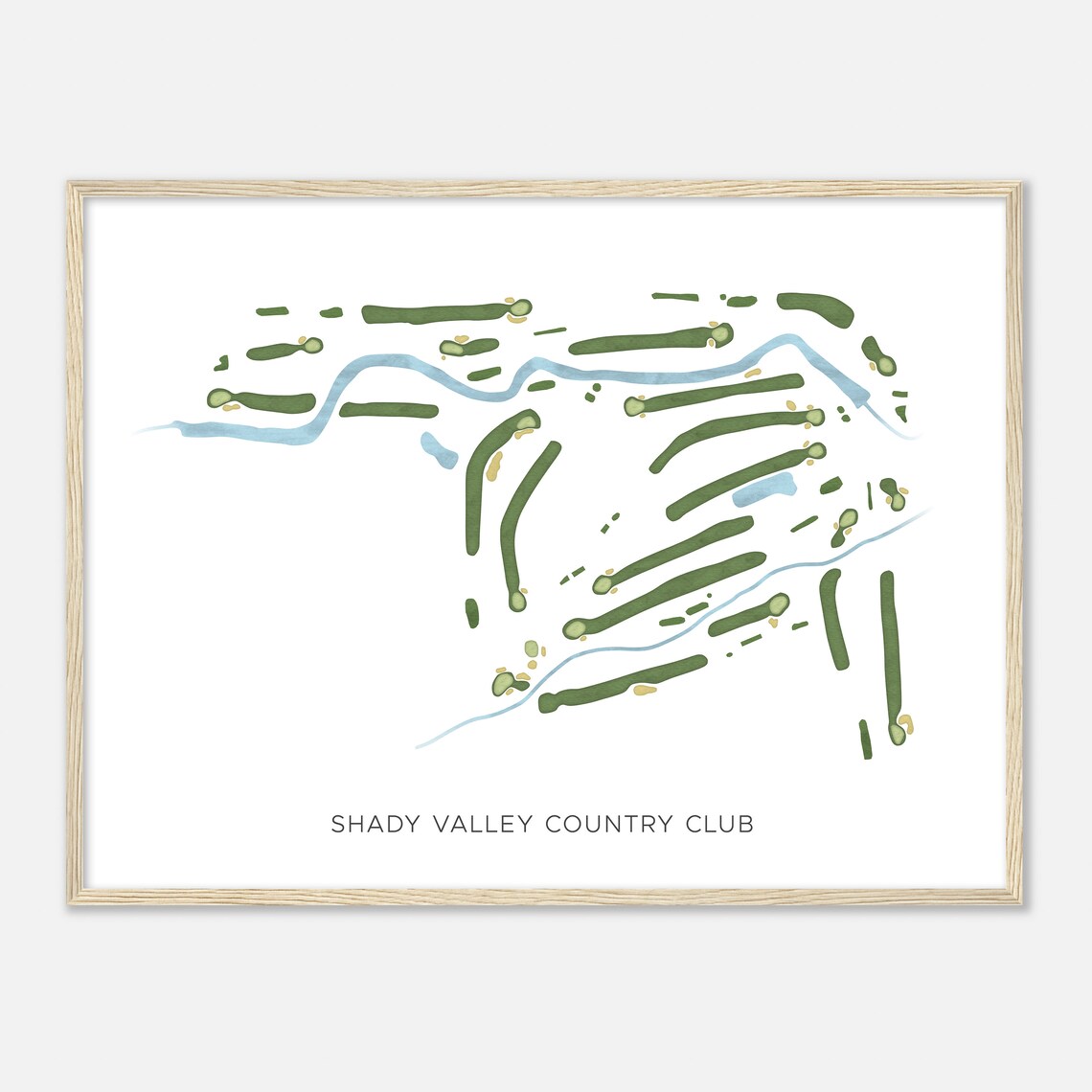 Shady Valley Country Club Texas Modern Watercolor Map Poster - Image 2