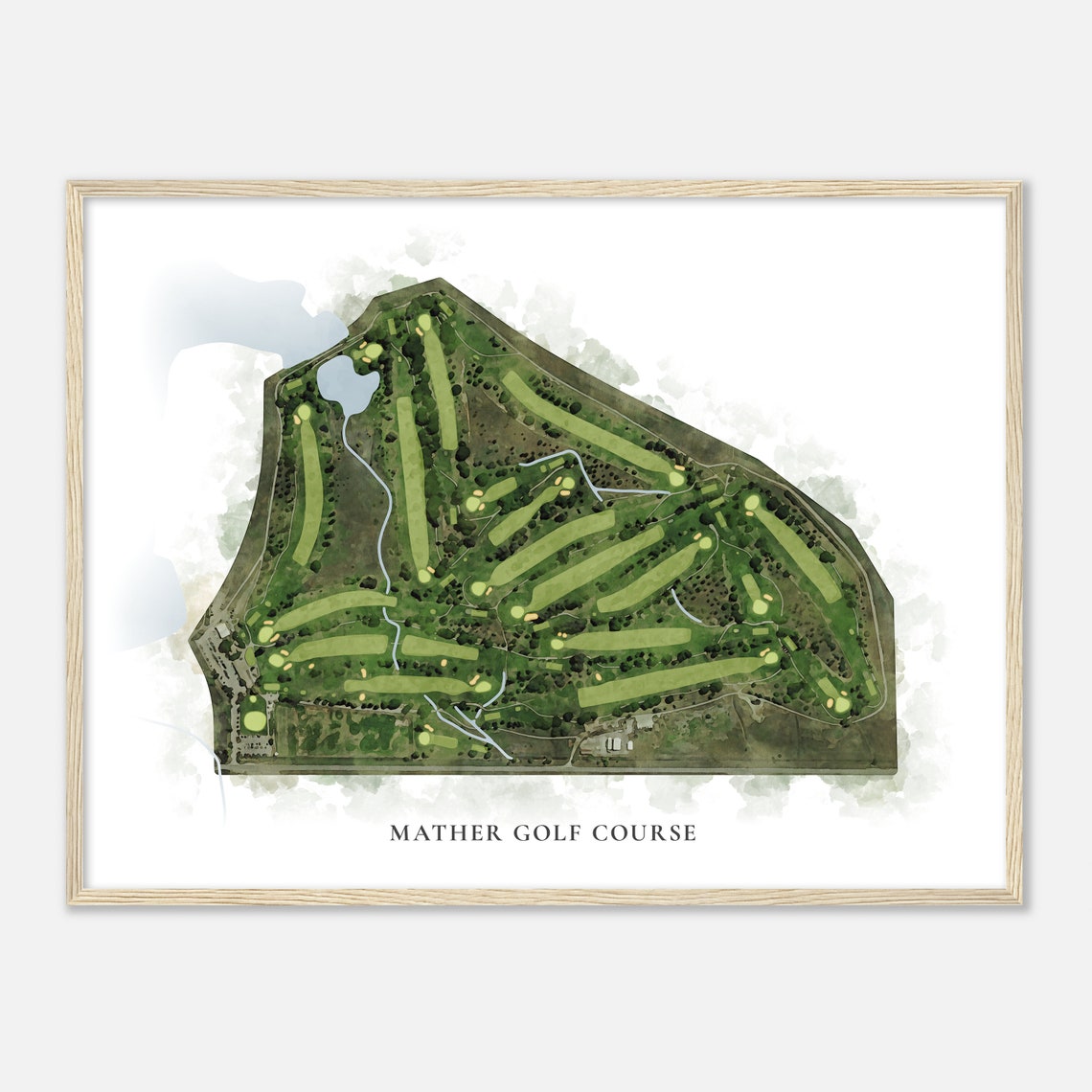 Mather Golf Course Classic Aerial Watercolor Course Map Art Poster - Image 2