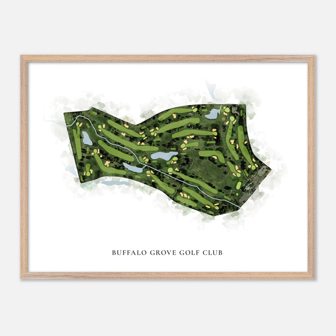 Buffalo Grove Golf Club Classic Watercolor Course Map Poster