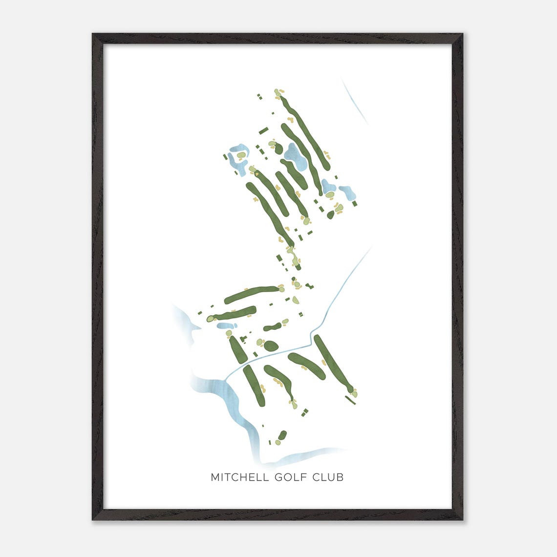 Mitchell Golf Club Modern Minimalist Watercolor Course Layout Poster - Image 2