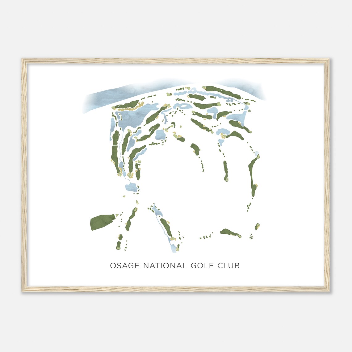 Osage National Golf Club Minimalist Watercolor Course Map Wall Art