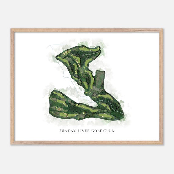 Sunday River Golf Club In Newry Maine Classic Watercolor Map Golfer Gift Golf Wall Art Golf Poster Print Course Layout