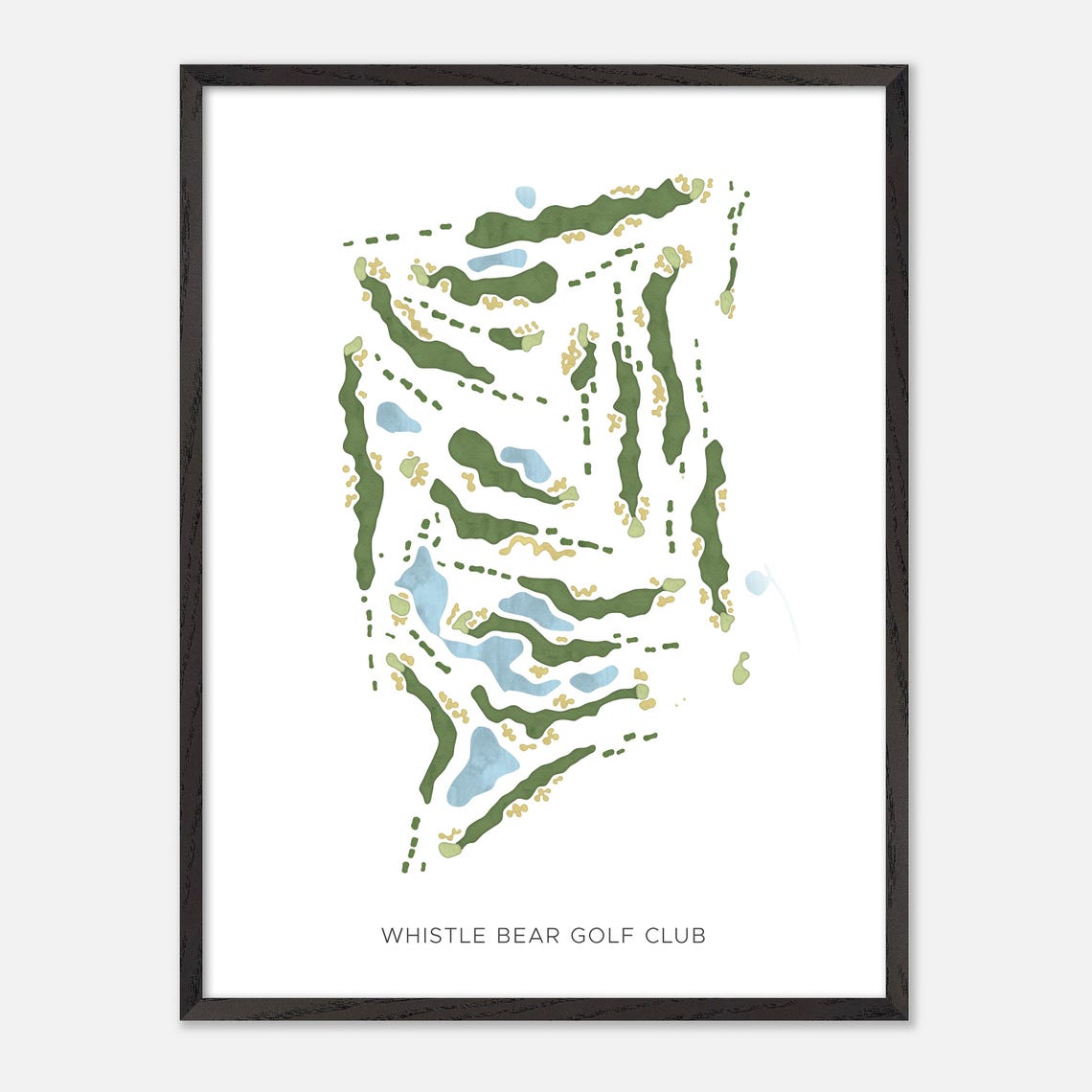 Whistle Bear Golf Club Modern Minimalist Watercolor Golf Map Poster - Image 2