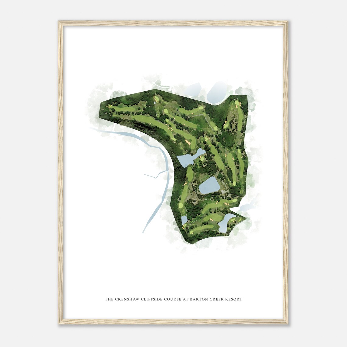Crenshaw Cliffside Course at Barton Creek Resort Texas Classic Watercolor Map Golf Poster