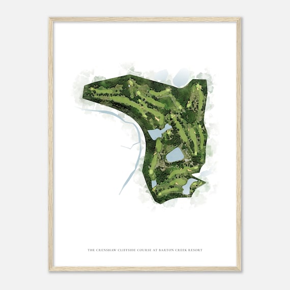Crenshaw Cliffside Course at Barton Creek Resort Texas Classic Watercolor Map Golf Poster