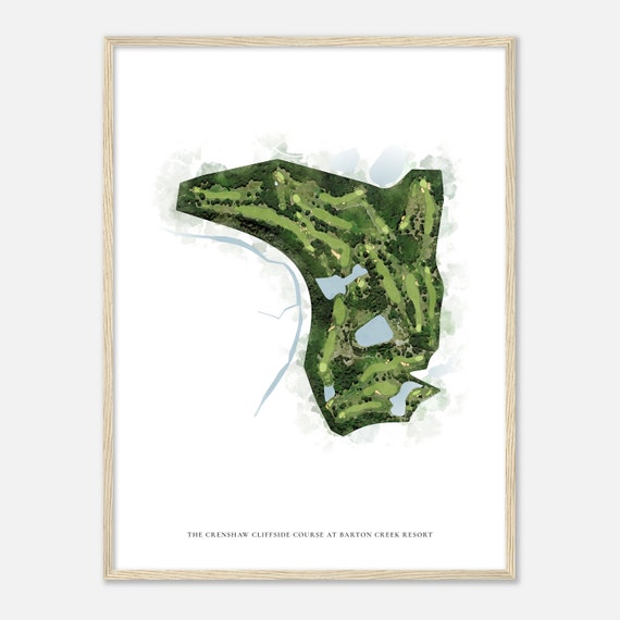 The Crenshaw Cliffside Course At Barton Creek Resort Texas Classic Watercolor Map Golfer Gift Golf Wall Art Golf Poster Print