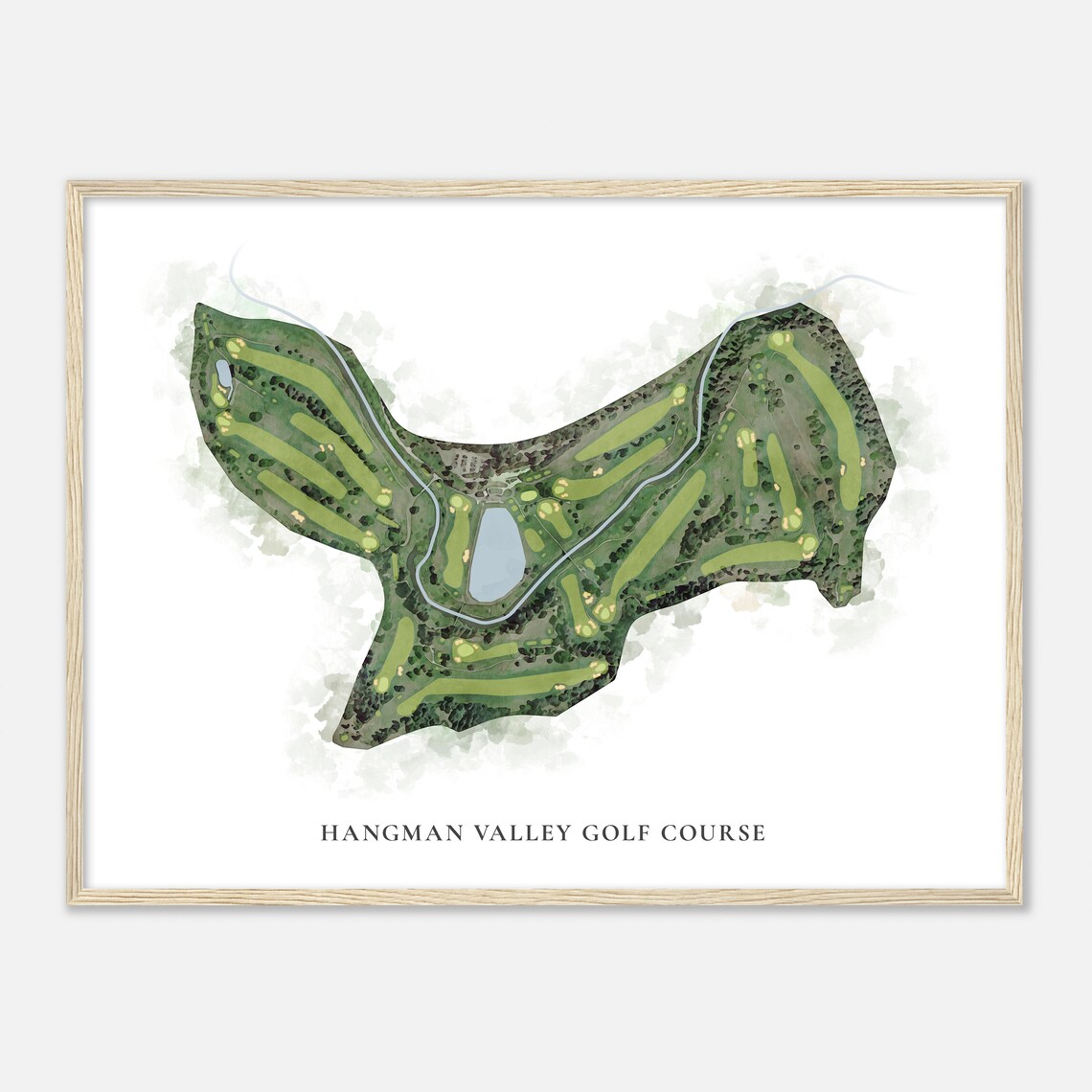 Hangman Valley Golf Course Washington Classic Watercolor Map Golfer Gift Golf Wall Art Golf Poster Print Course Layout - Image 2