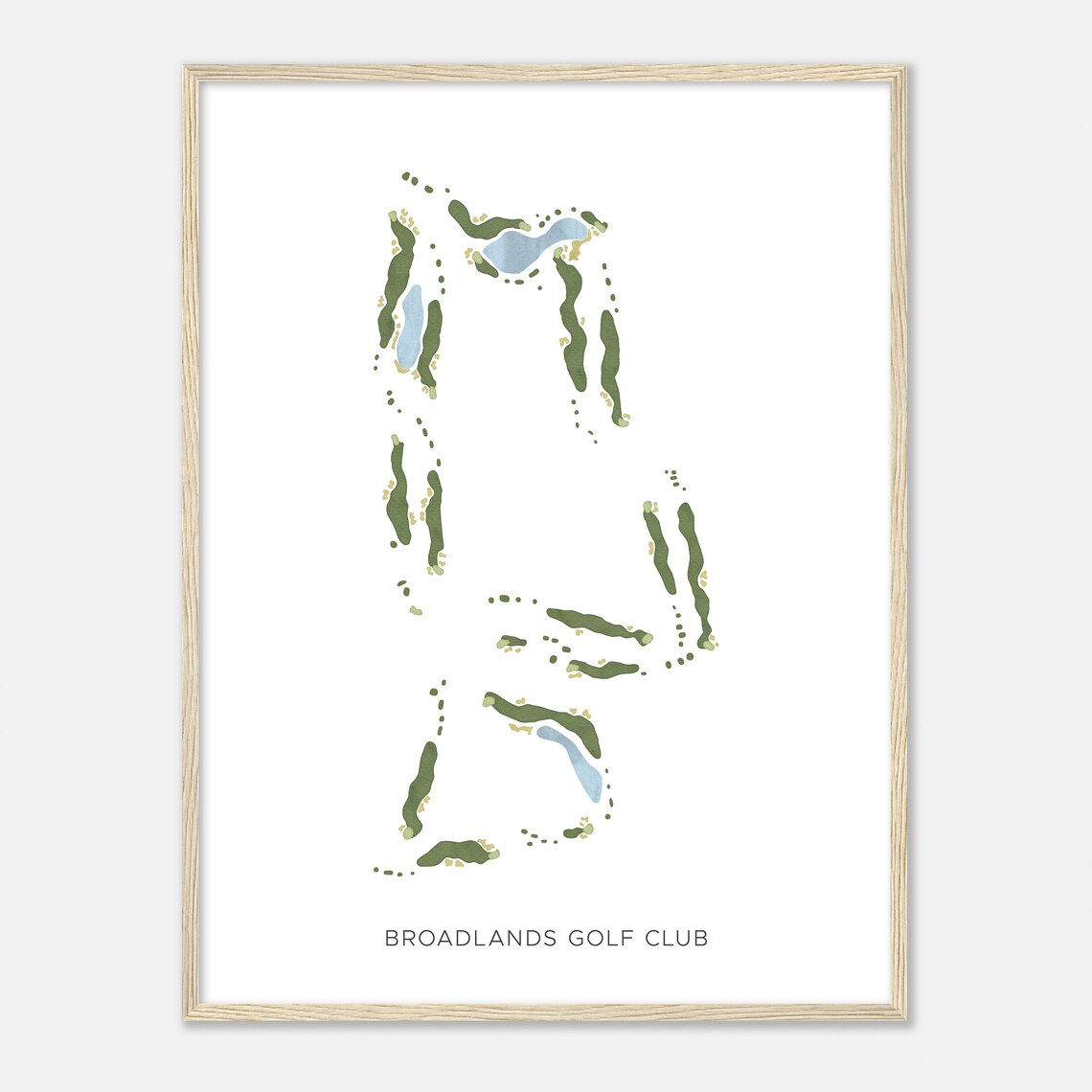 Broadlands Golf Club Minimalist Watercolor Fairway Map Poster