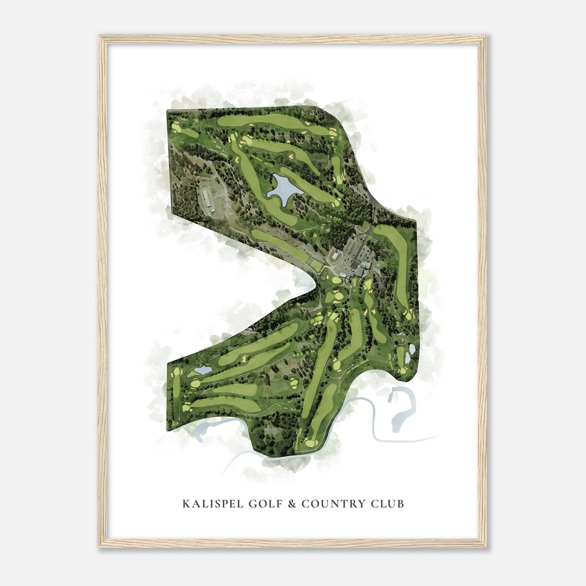 Kalispel Golf and Country Club Detailed Watercolor Map Print - Image 2