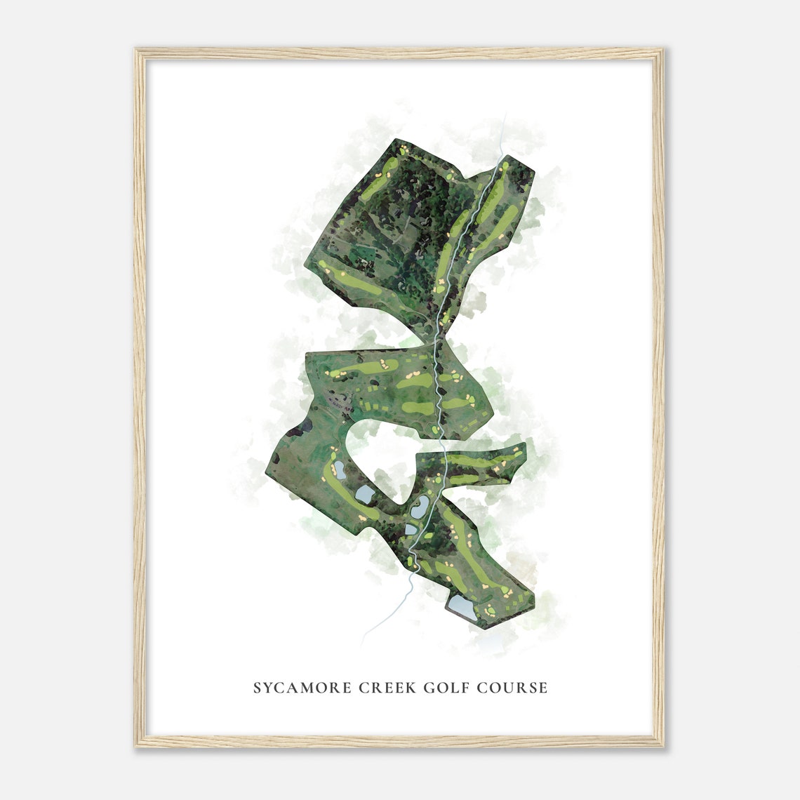 Sycamore Creek Golf Course Aerial Watercolor Layout Map Poster - Image 2