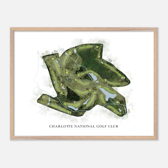 Charlotte National Golf Club In Indian Trail North Carolina Classic Watercolor Map Golfer Gift Golf Wall Art Golf Poster Print