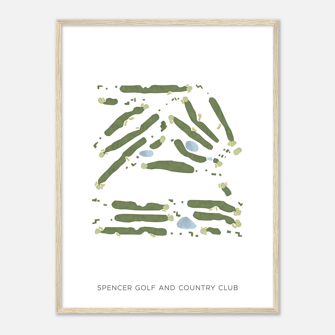 Spencer Golf and Country Club Minimalist Modern Watercolor Map Poster - Image 2