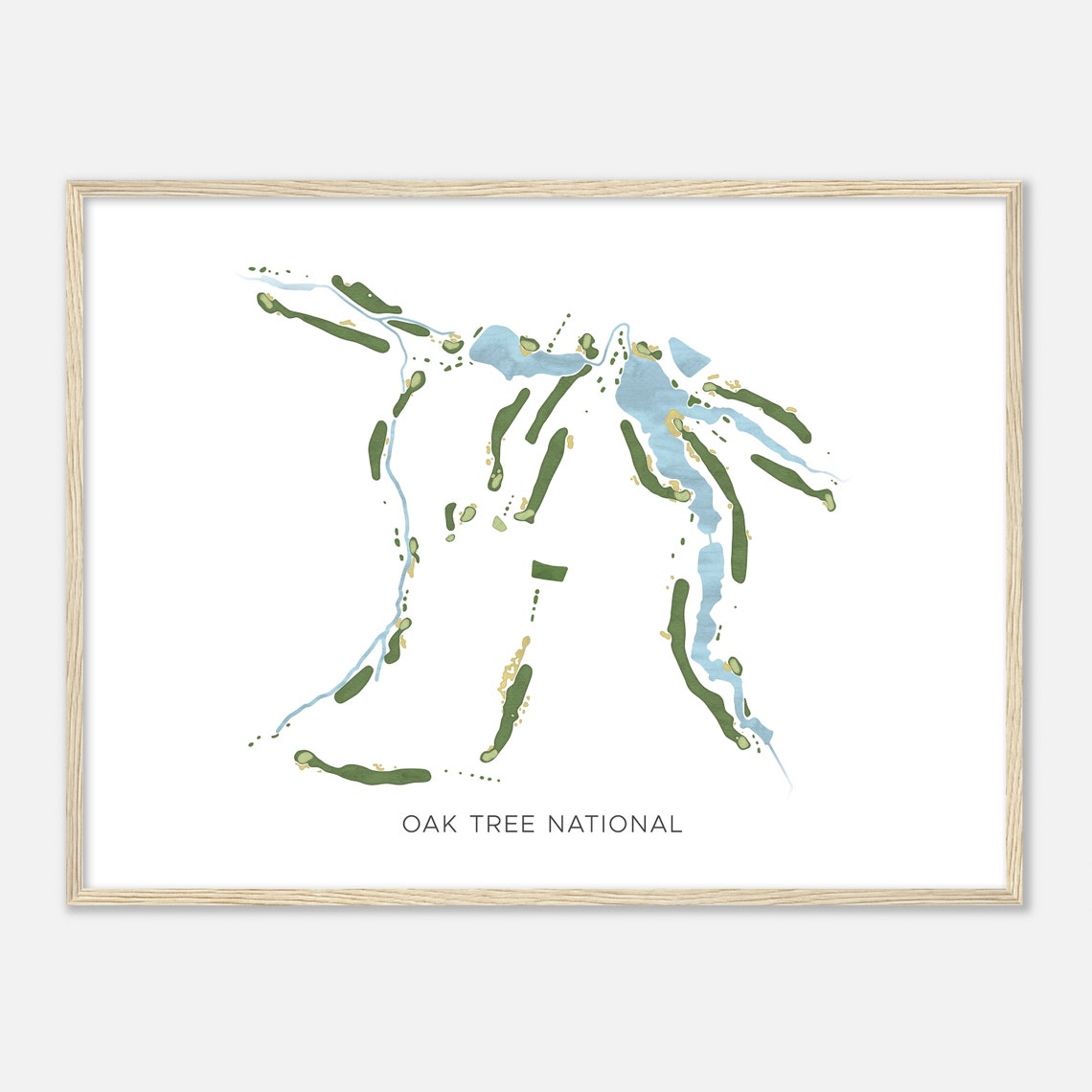 Oak Tree National Oklahoma Modern Watercolor Golf Map Poster - Image 2