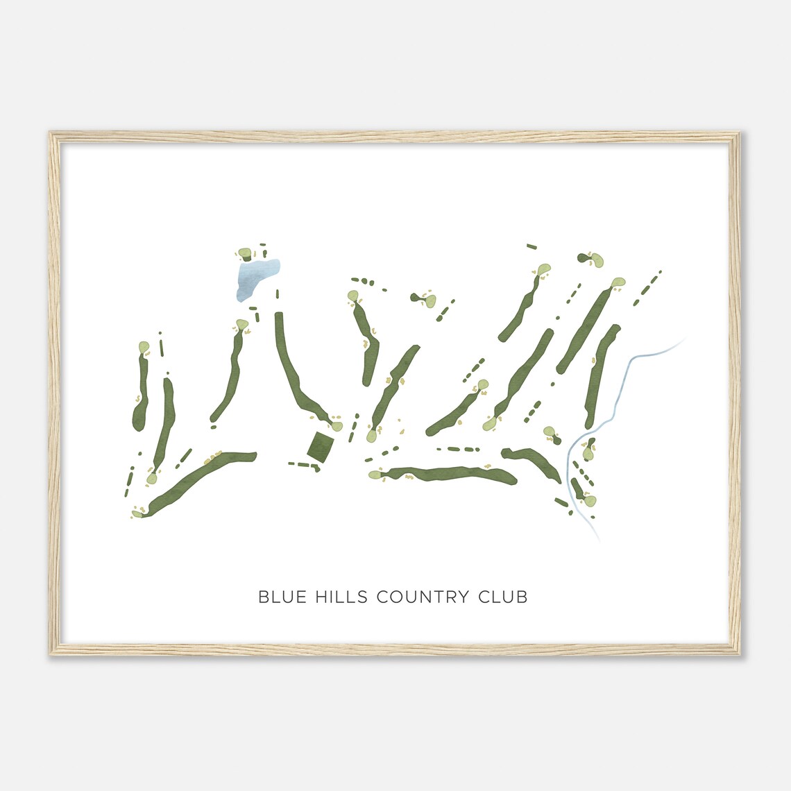 Blue Hills Country Club Modern Minimalist Watercolor Map Poster - Image 2