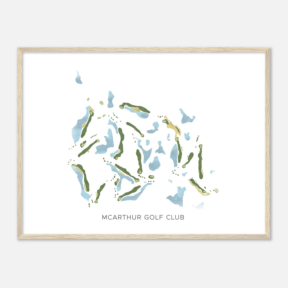 McArthur Golf Club Florida Modern Watercolor Course Map Poster