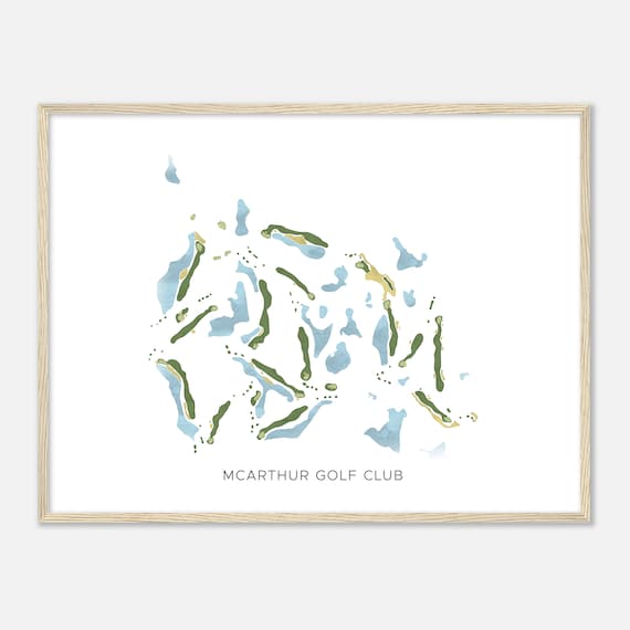 McArthur Golf Club Florida Modern Watercolor Course Map Poster