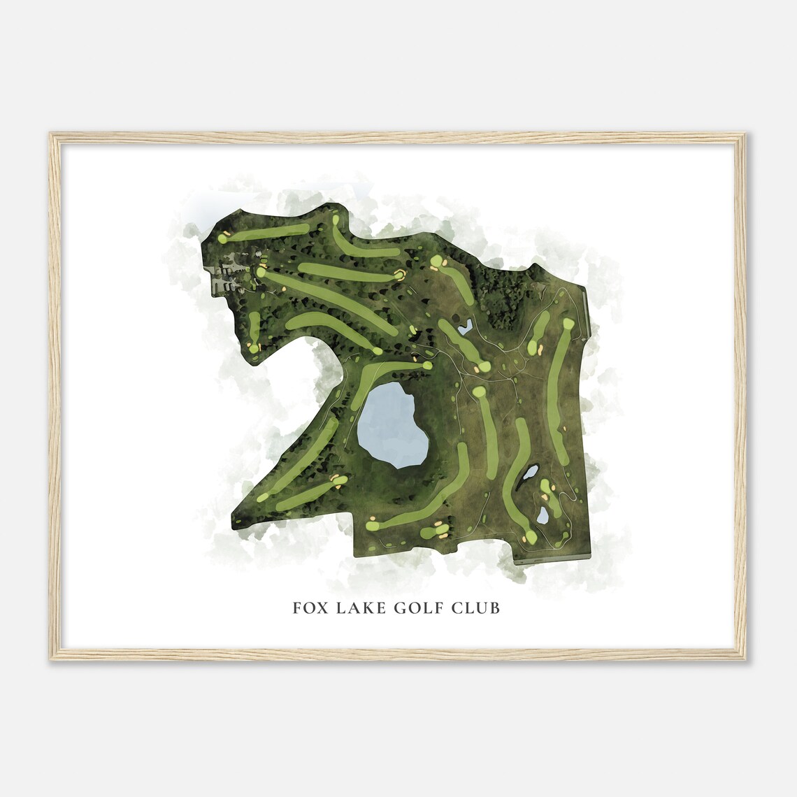 Fox Lake Golf Club Wisconsin Classic Watercolor Golf Course Map Poster - Image 2