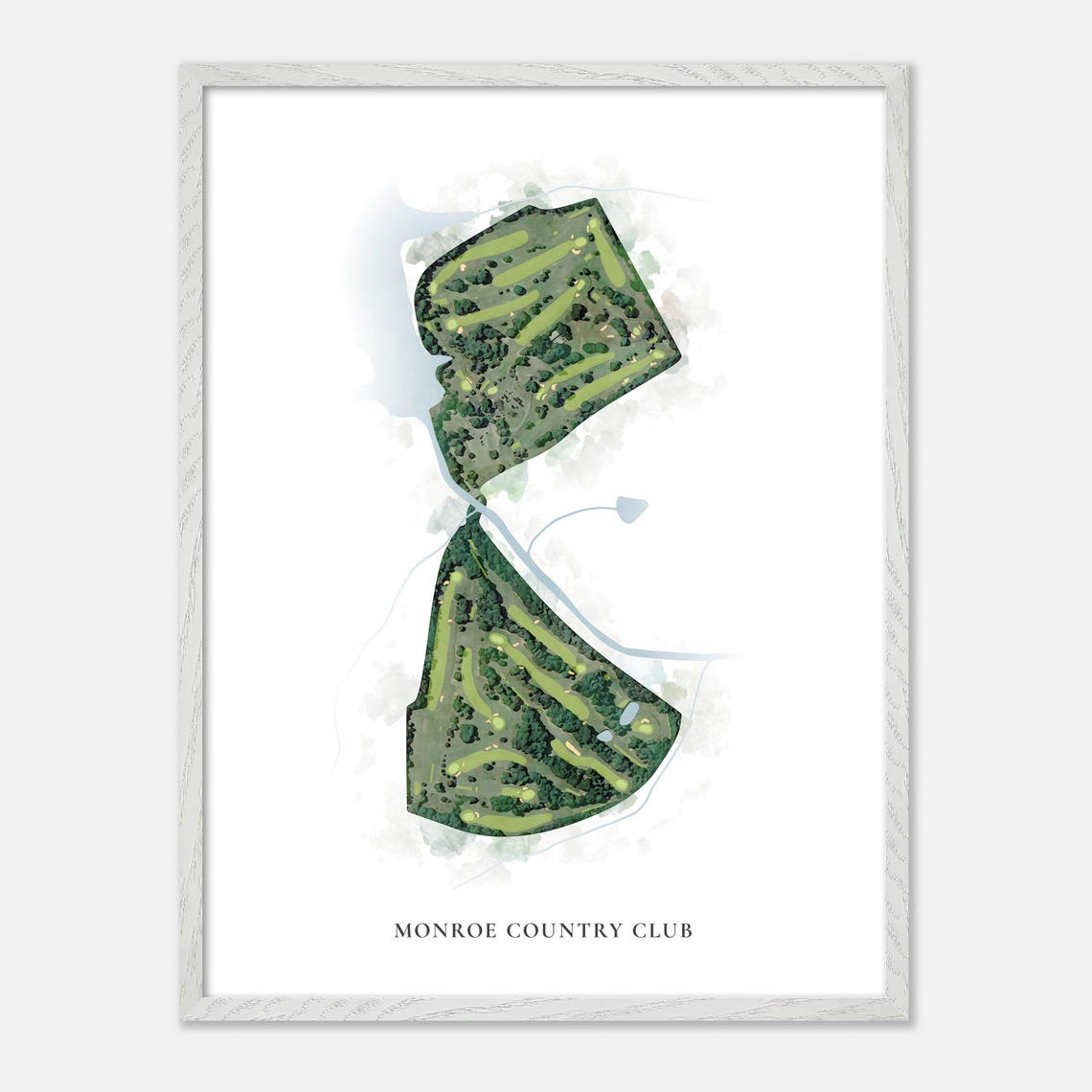 Monroe Country Club Watercolor Aerial Golf Course Map Poster - Image 2
