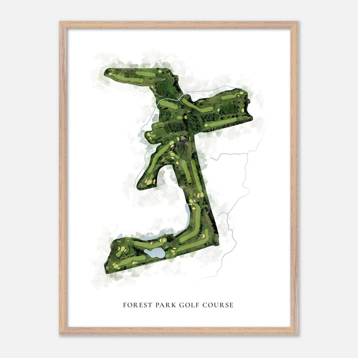 Forest Park Golf Course Watercolor Map Art Golfer Gift Poster - Image 6
