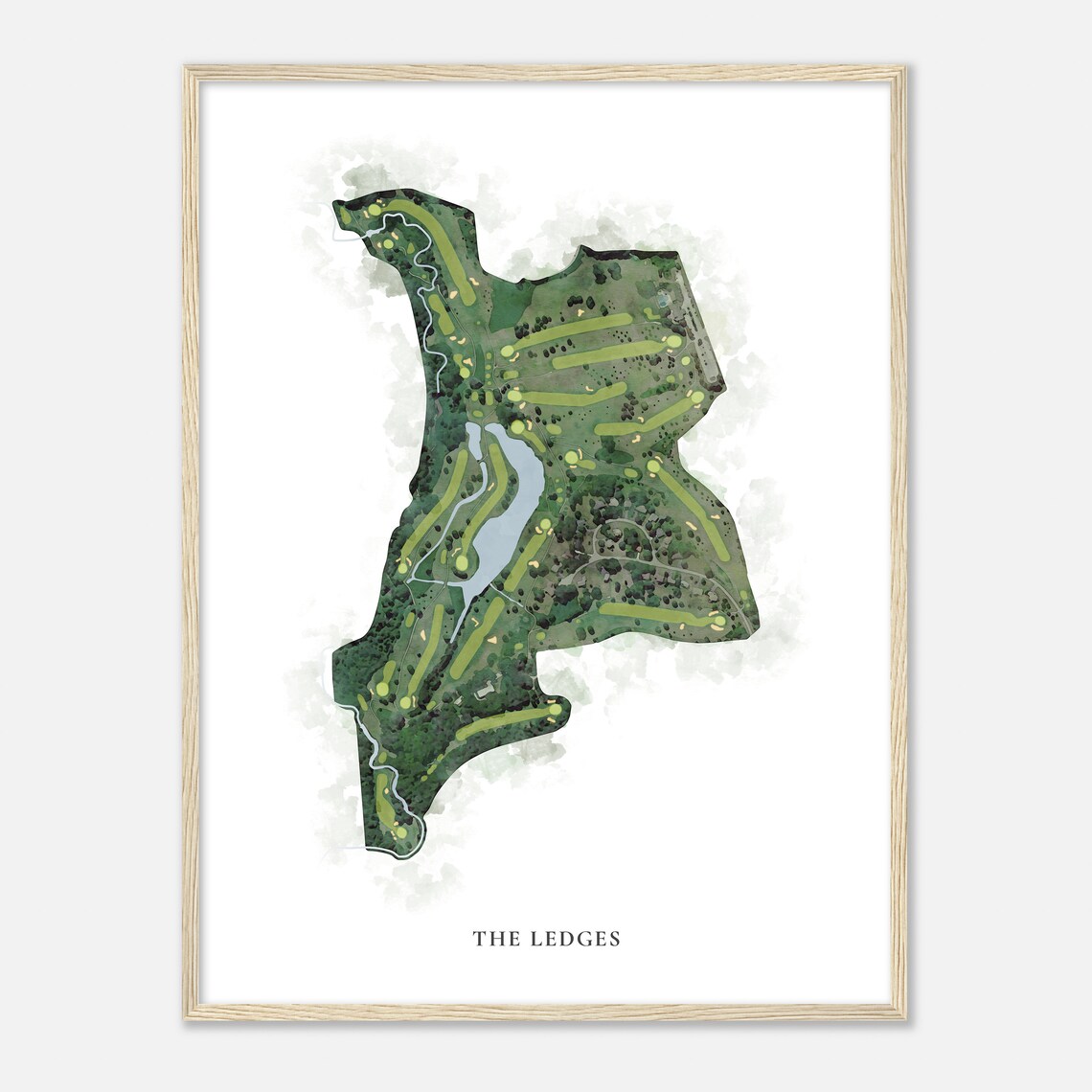 The Ledges Illinois Classic Watercolor Map Golfer Gift Sports Poster