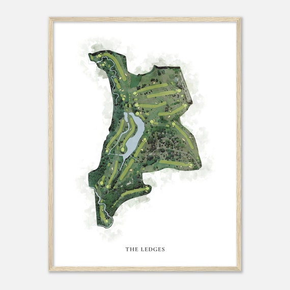 The Ledges Illinois Classic Watercolor Map Golfer Gift Golf Wall Art Golf Poster Print Course Layout