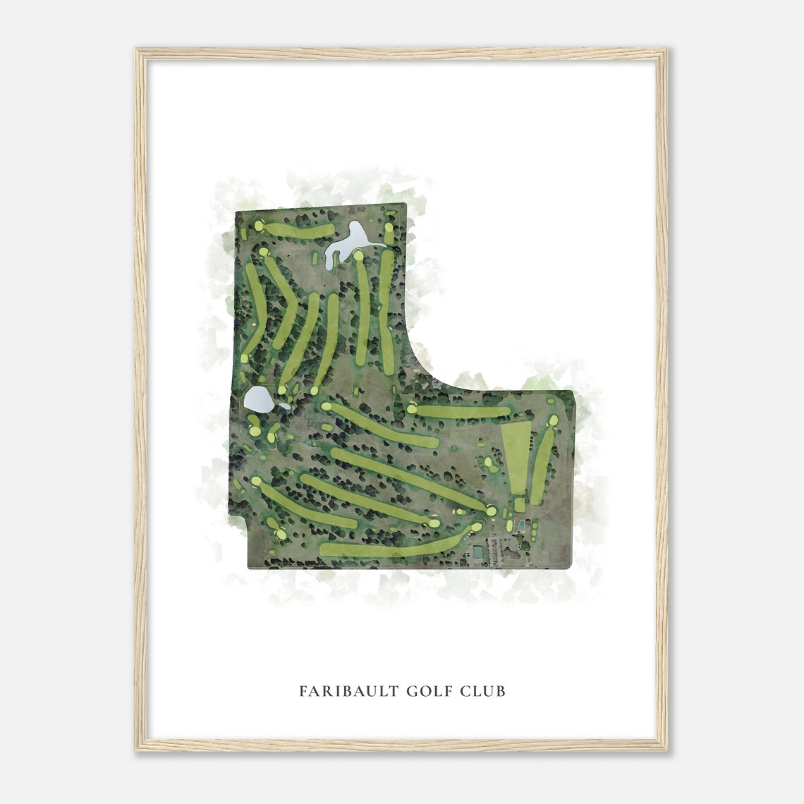 Faribault Golf Club Classic Watercolor Aerial Map Gift Poster