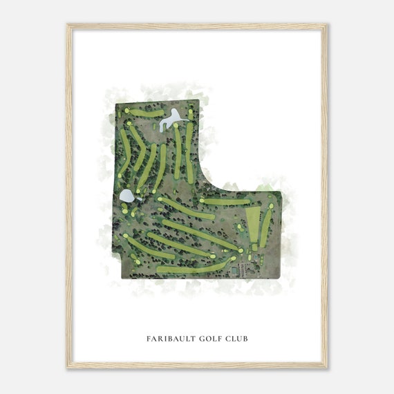 Faribault Golf Club Minnesota Classic Watercolor Map Golfer Gift Golf Wall Art Golf Poster Print Course Layout