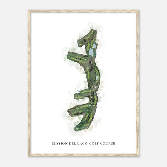Mission Del Lago Golf Course Texas Classic Watercolor Map Golfer Gift Golf Wall Art Golf Poster Print Course Layout