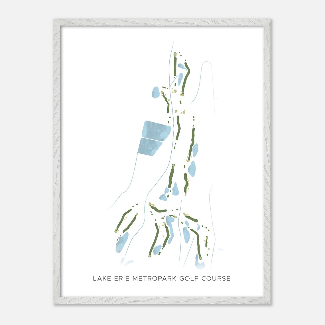 Lake Erie Metropark Golf Course Michigan Modern Watercolor Map Poster - Image 2