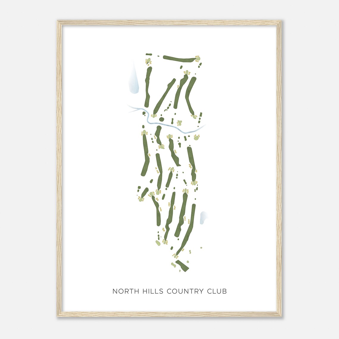 North Hills Country Club Golf Course Map Golfer Gift Watercolor Print