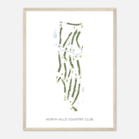 North Hills Country Club Wisconsin Modern Watercolor Map Golfer Gift Golf Wall Art Golf Poster Print Course Layout