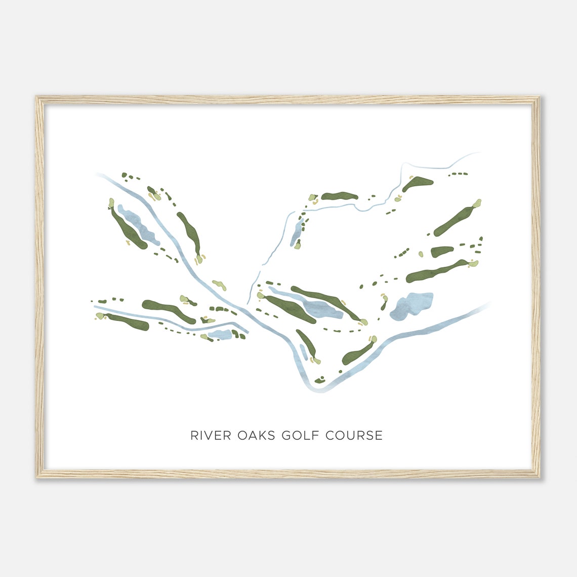 River Oaks Golf Course Utah Modern Watercolor Golf Course Map Print