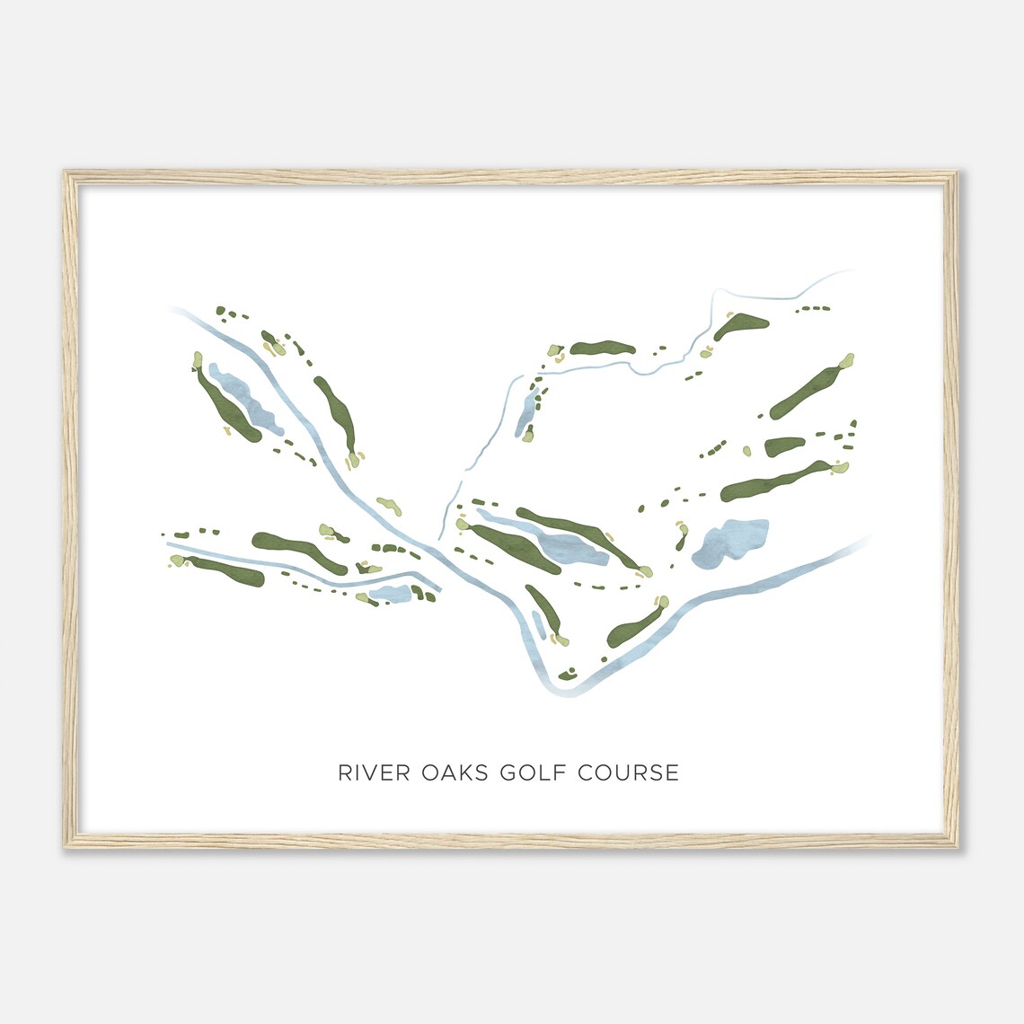 River Oaks Golf Course Utah Modern Watercolor Map Golfer Gift Golf Wall Art Golf Poster Print Course Layout