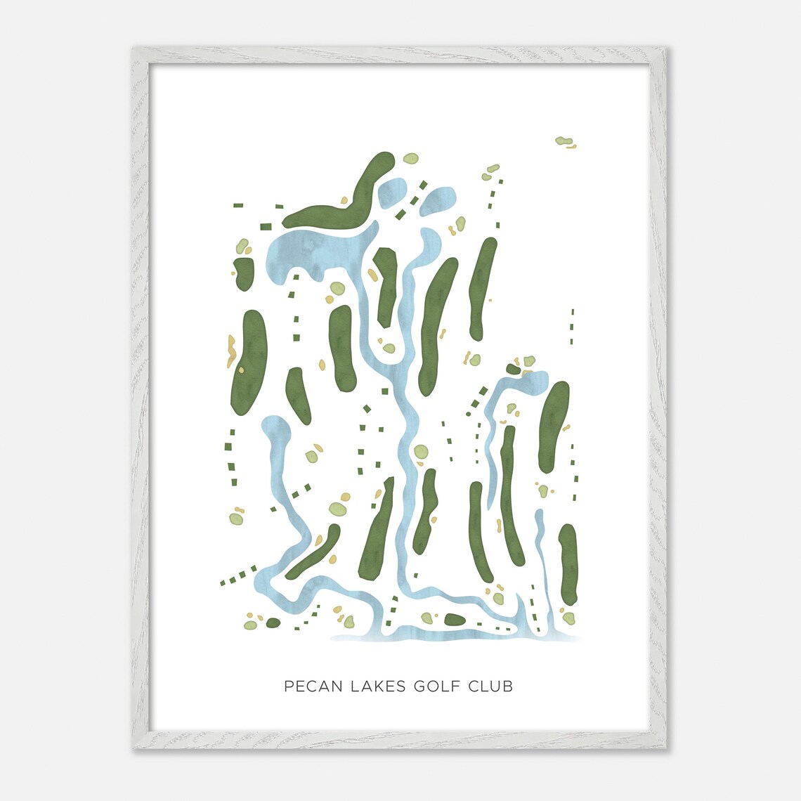 Pecan Lakes Golf Club Watercolor Riverside Fairway Map Poster - Image 2