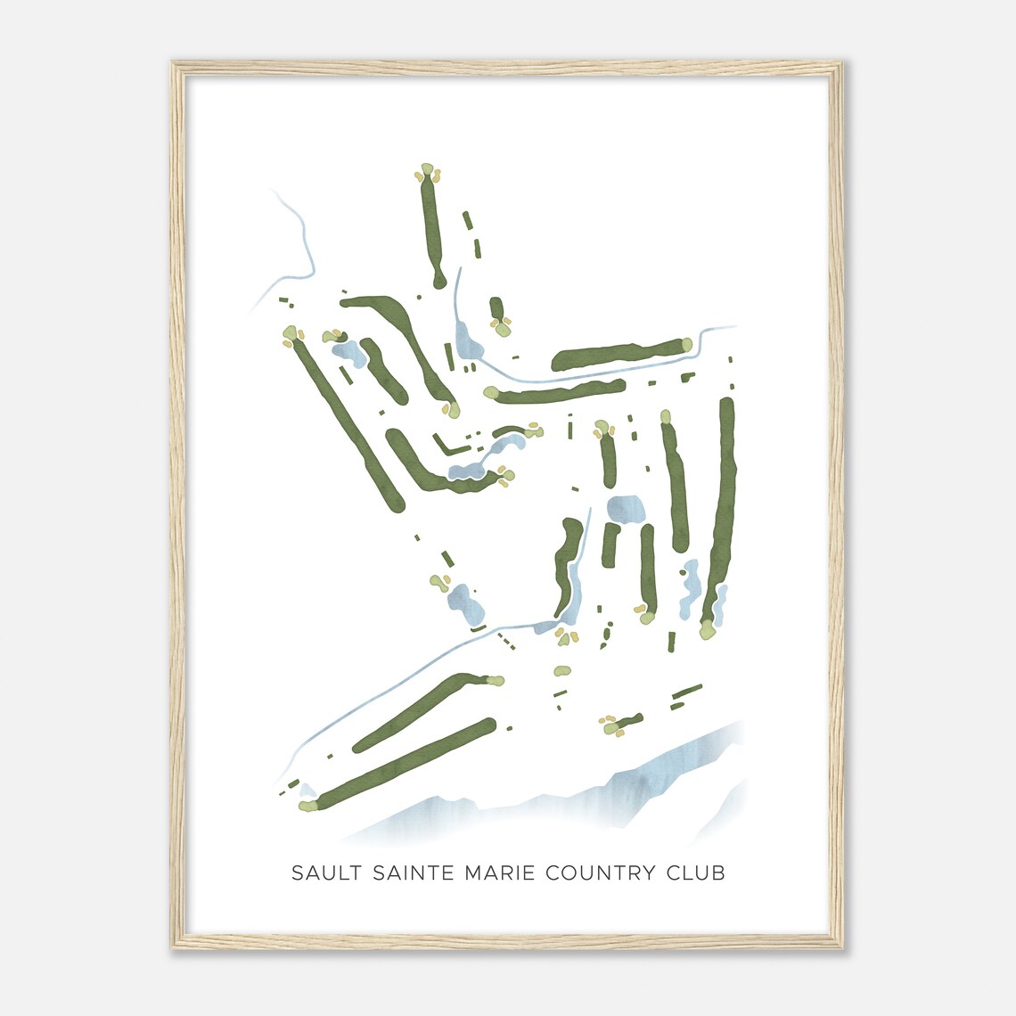 Sault Sainte Marie Country Club Watercolor Golf Course Map Poster - Image 2