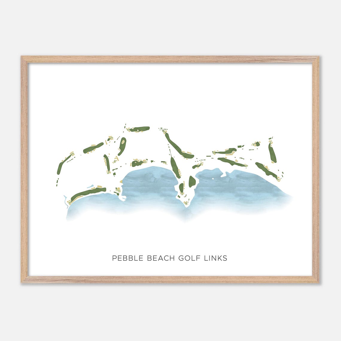 Pebble Beach Golf Links Modern Fairway Golf Course Map Poster