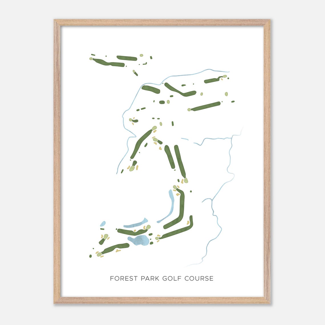 Forest Park Golf Course Indiana Modern Watercolor Map Poster - Image 6