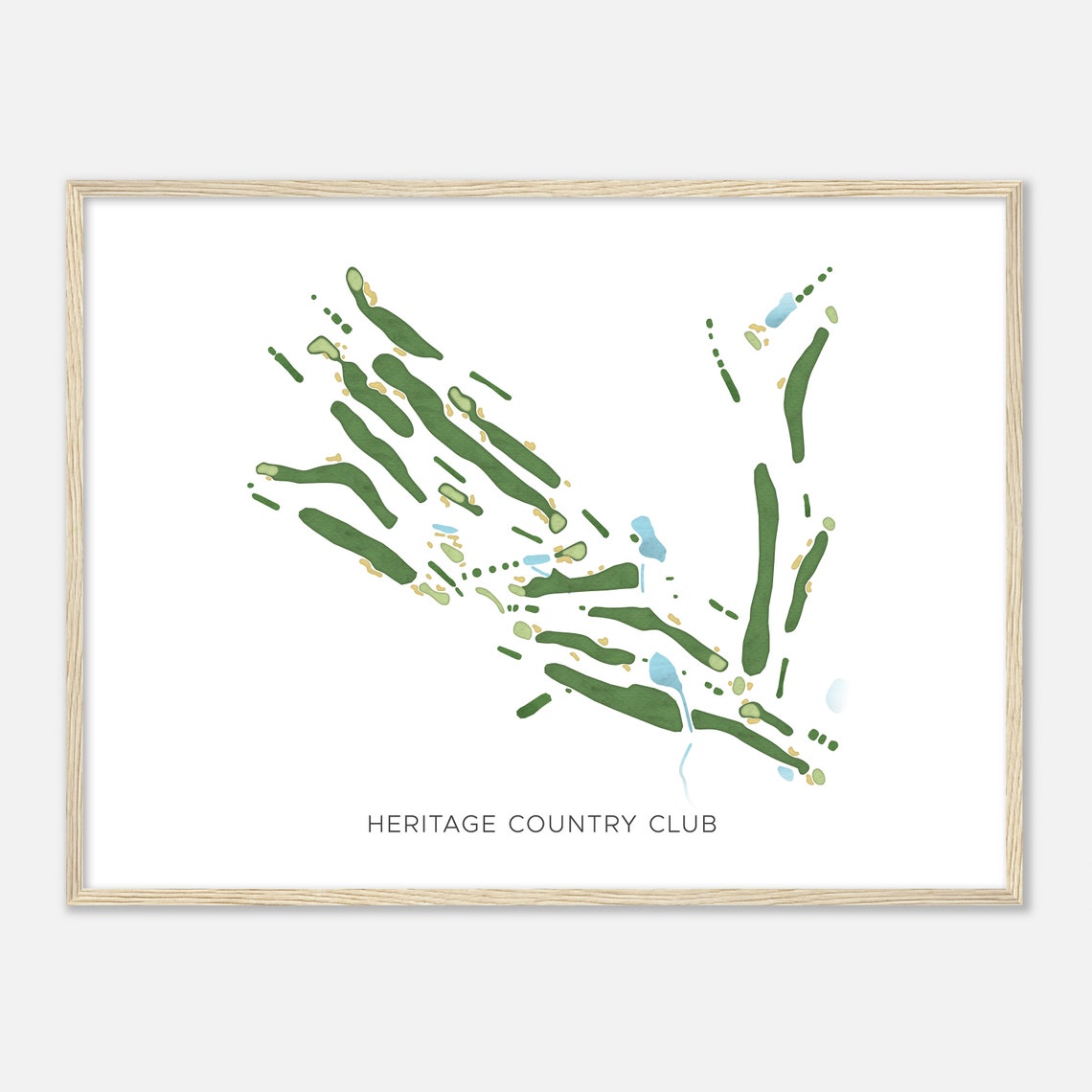 Heritage Country Club Minimalist Fairway Line Course Map Poster - Image 2