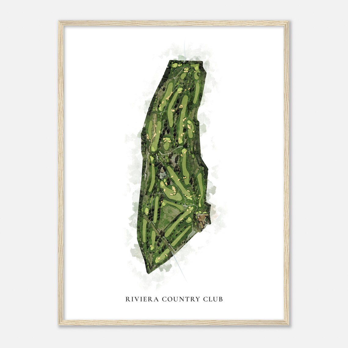 Riviera Country Club Classic Watercolor Golf Course Map Poster - Image 2