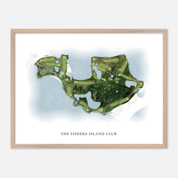 The Fishers Island Club In Fishers Island New York Classic Watercolor Map Golfer Gift Golf Wall Art Golf Poster Print