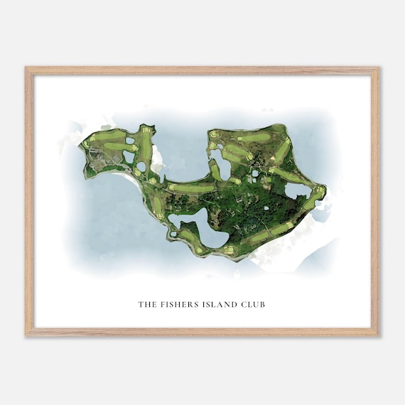 The Fishers Island Club New York Classic Watercolor Map Poster