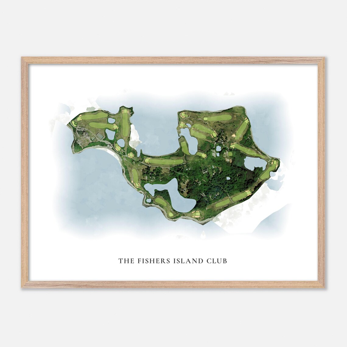 The Fishers Island Club New York Classic Watercolor Map Poster