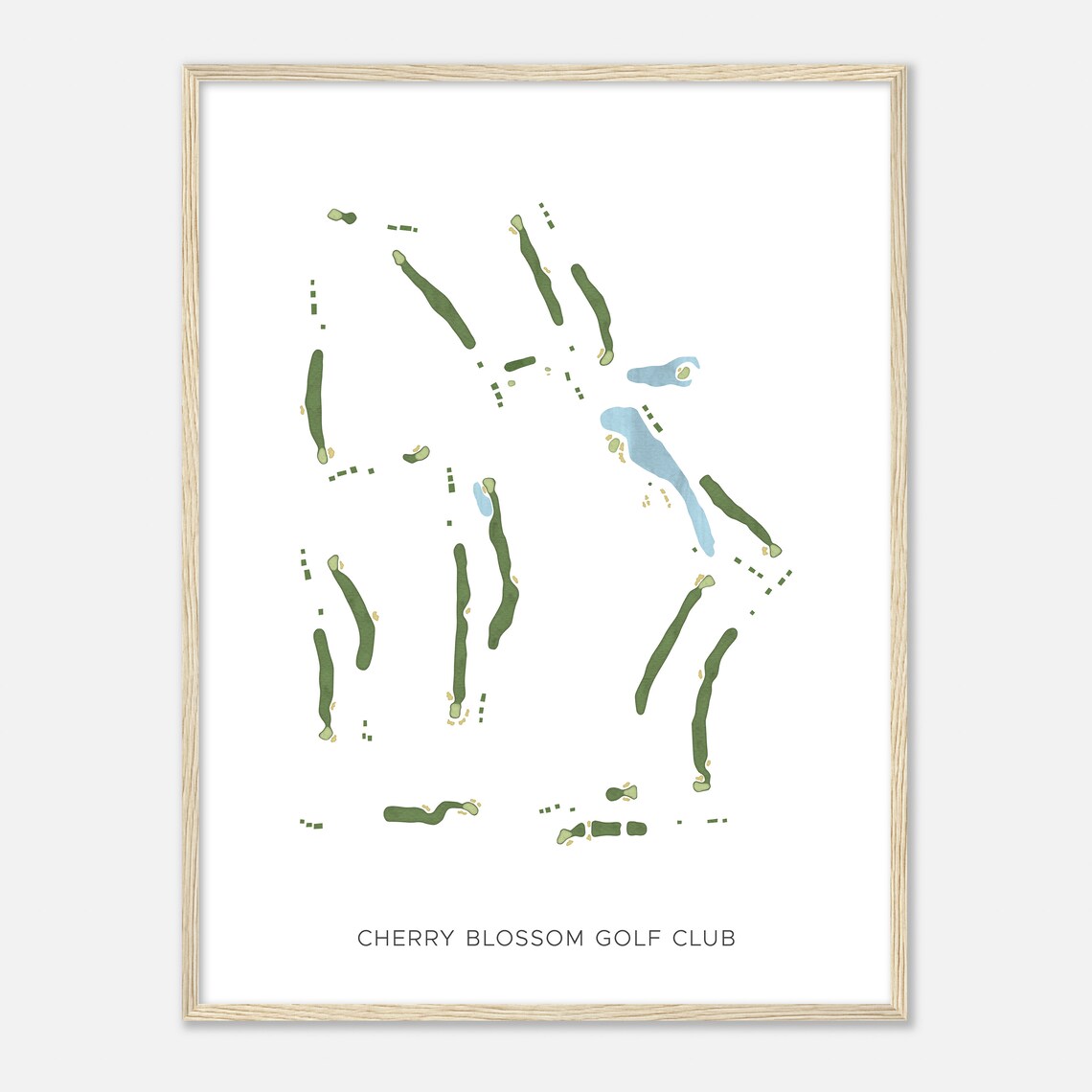 Cherry Blossom Golf Club Kentucky Modern Watercolor Map Poster