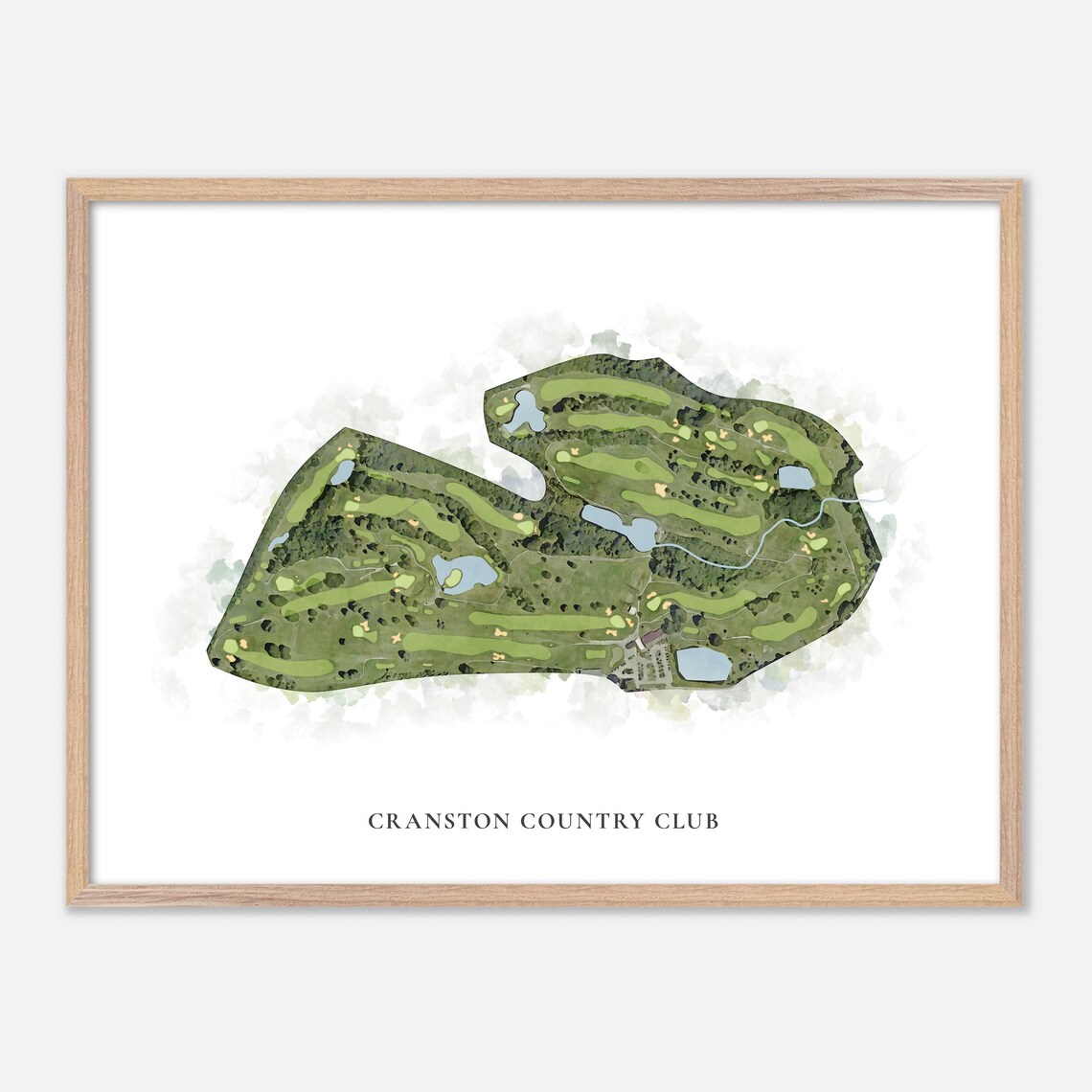 Cranston Country Club Rhode Island Classic Watercolor Map Print