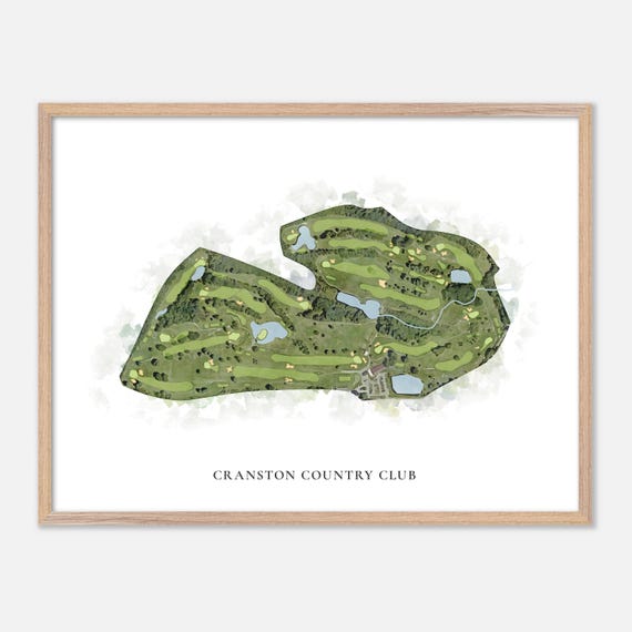 Cranston Country Club In Cranston Rhode Island Classic Watercolor Map Golfer Gift Golf Wall Art Golf Poster Print Course Layout