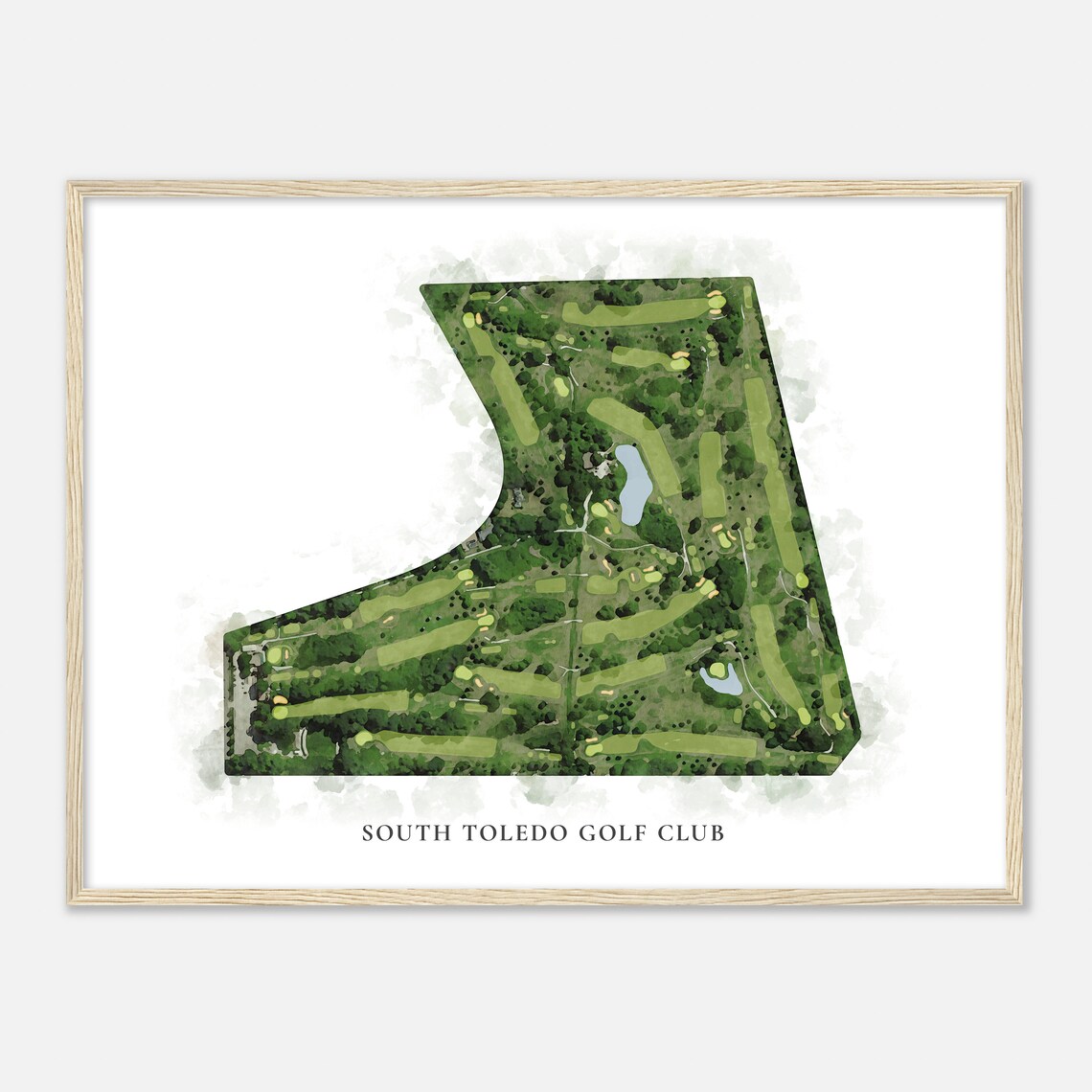 South Toledo Golf Club Classic Aerial Watercolor Course Map Poster