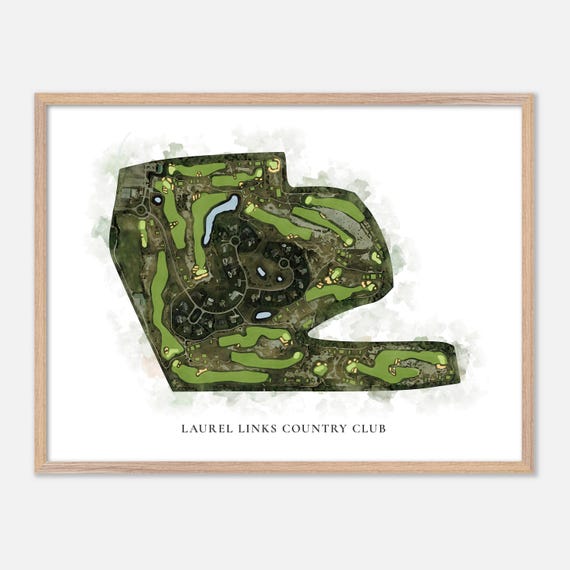 Laurel Links Country Club In Mattituck New York Classic Watercolor Map Golfer Gift Golf Wall Art Golf Poster Print Course Layout